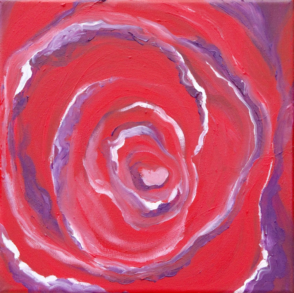 Rings in Red, oil on canvas, 30x30 cm