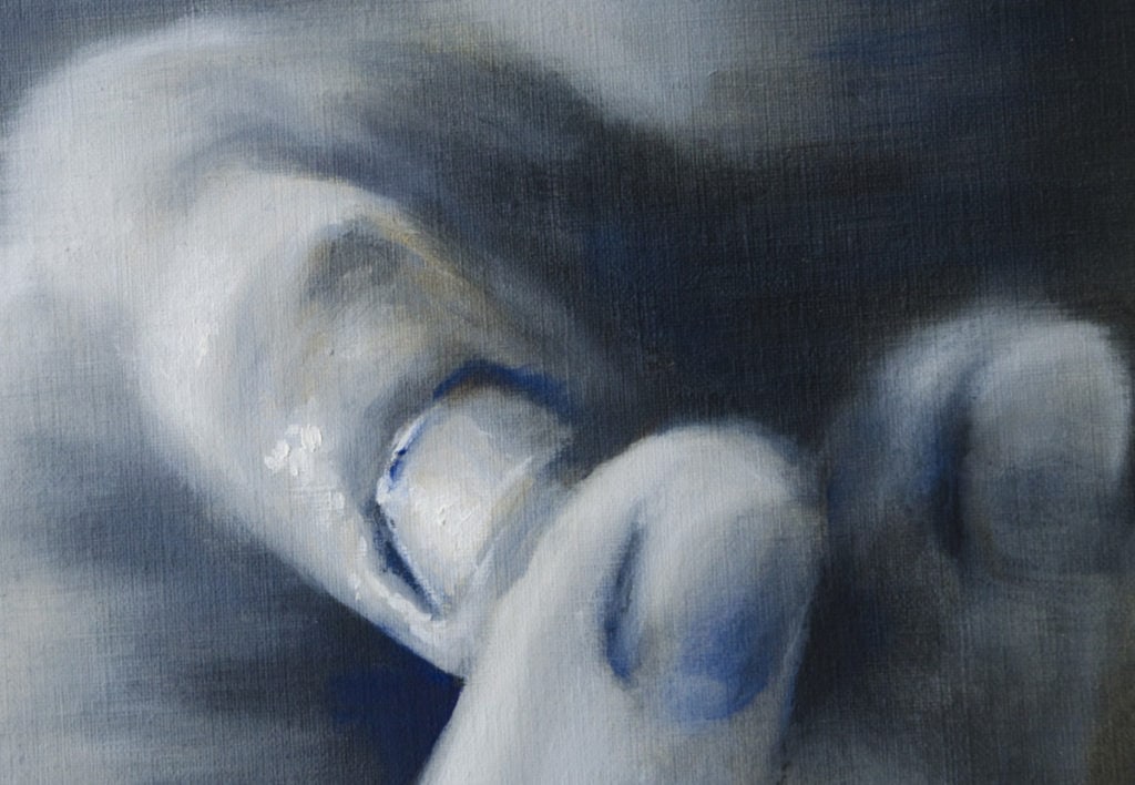 Hand Oil Painting in the Style of Gerhard Richter, Detail of Thumb